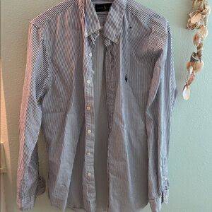 Ralph Lauren Men's Navy Striped Button Down Shirt